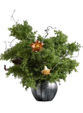 鲲屿绿色仿真花陶瓷花器桌面摆件