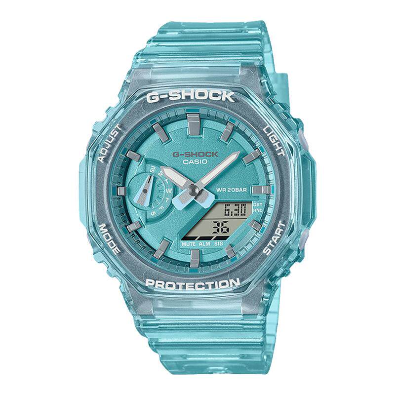Casio女双显半透明200米防水表