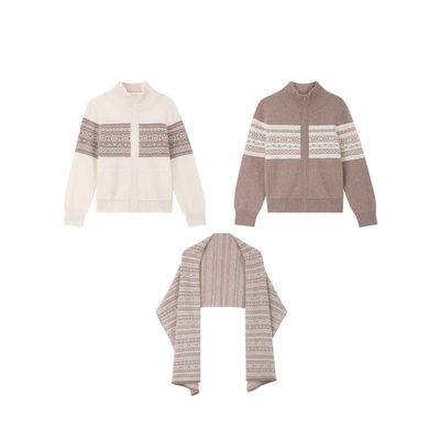 MANNALA丨“游牧诗”游牧风美丽诺羊毛提花费尔岛毛衣外套 Q4790