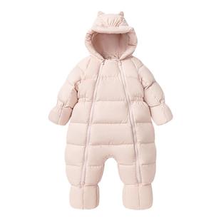 迷你巴拉巴拉婴儿羽绒服连体衣冬装宝宝包手包脚加厚保暖外出爬服