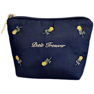 PETIT TROUVER 甜美玫瑰花刺绣迷你口红包 小化妆包 收纳包杂物包