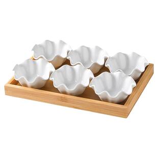 荣裕多轻奢花型陶瓷干果盘KTV酒吧小吃分格盘沐足城美容院点心碟