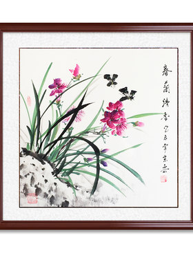 兰花沙发卧室餐厅电表箱手绘国画