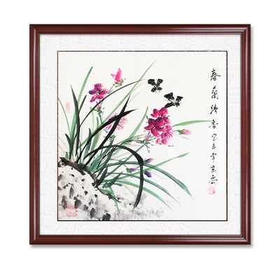 兰花沙发卧室餐厅电表箱手绘国画