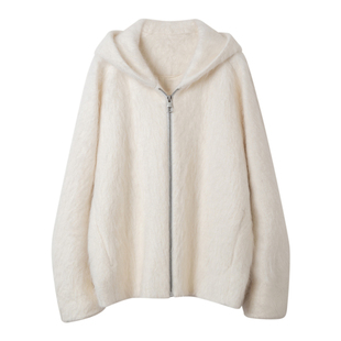 GHJOD studio 小皮草 重磅轻奢羊绒羊毛拉绒慵懒休闲连帽外套大衣