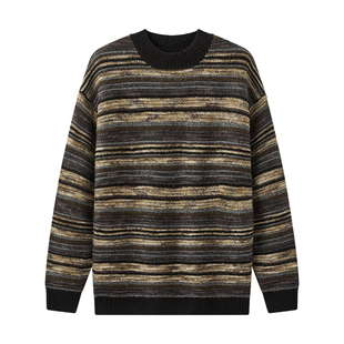 森马毛衫男2025冬新款经典撞色条纹针织衫宽松内搭上衣时尚情侣装