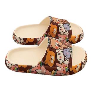 细细条 踩屎感软厚底可爱卡通拖鞋女夏天学生ins个性外穿防滑凉拖