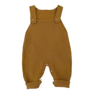 韩系婴儿春秋装新款针织背带裤女宝宝休闲百搭连体衣男童爬服哈衣