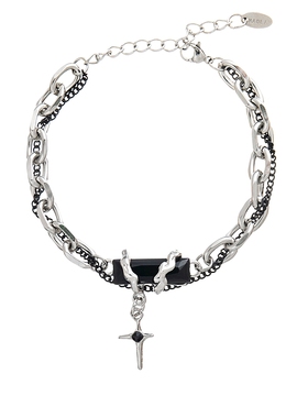 星体缠绕黑钻手链男女百搭ins小众设计轻奢高级感情侣手饰潮钛钢