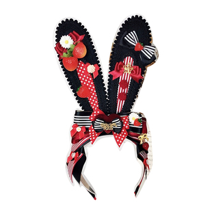 永恒蔷薇 原创手作 甜心兔耳可爱大兔耳kc Lolita ap摘草莓 多色