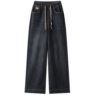 胖妞牛仔裤秋冬2025新款大童直筒裤13岁女孩阔腿裤初中生加绒裤子