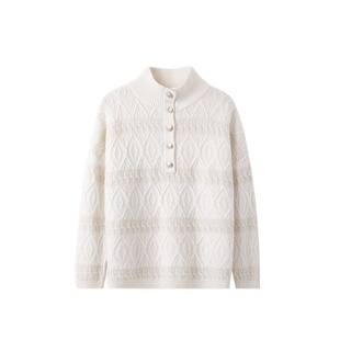 轻奢金丝混合~减龄！秋冬羊绒衫女高领套头毛衣宽松外穿立体绞花