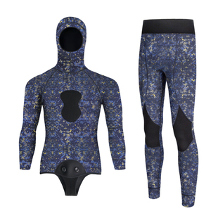 ride ship潜水服分体连帽潜水衣5mm迷彩深潜水母打渔衣保暖渔猎服