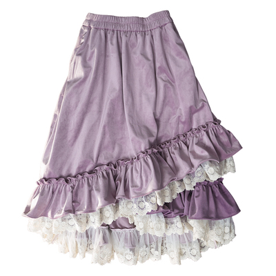 紫色蕾丝半身裙小星夜不规则原创