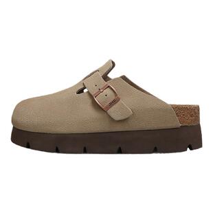 JEEP女鞋夏季勃肯鞋女外穿2026新款厚底增高穆勒半拖真皮包头拖鞋