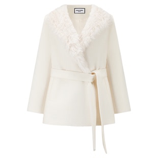 SHRO ENRO2025冬季新款高级翻领外套新年氛围感羊毛呢中长款大衣