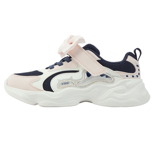 特步童鞋春季新款儿童运动鞋女童防滑鞋子幼小童魔术贴萌趣休闲鞋