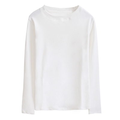 2026春秋百搭上衣女白色内搭打底衫外穿长袖t恤圆领正肩修身显瘦