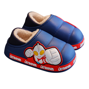 奥特曼冬季儿童棉拖鞋男女童大中小童包跟保暖防水加绒宝宝棉鞋