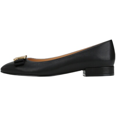 店主私物~大叔家2026春季浅口凯旋门扣方头蝴蝶结平底鞋女单鞋