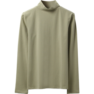 190g高领秋衣女95棉保暖上衣薄款修身打底内衣磨毛棉纯色中领线衣