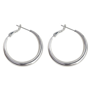 许我耀眼赵露思许妍同款银色素圈大耳圈女高级感耳钉气质耳环耳饰