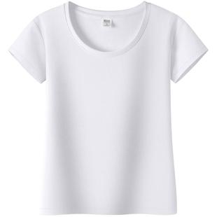 纯色短袖t恤女打底衫白色紧身体恤圆领棉质夏季显瘦内搭修身上衣