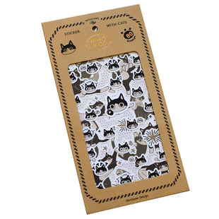 本子事多 菜花猫限定复古手帐表情贴纸 3张入手账DIY装饰贴画套装