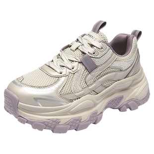 达芙妮厚底老爹鞋女2026夏季新款爆款增高休闲运动鞋百搭紫色鞋子