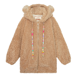 【商场同款】LALABOBO25年冬新款连帽羊羔毛上衣可爱考拉毛绒外套