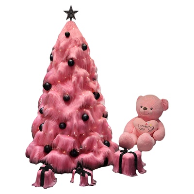 高级粉色圣诞树2025新款套餐摆件