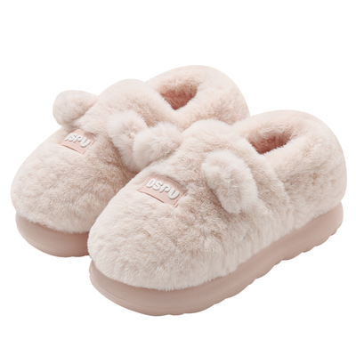 可爱小耳朵包跟棉鞋女冬天棉拖鞋