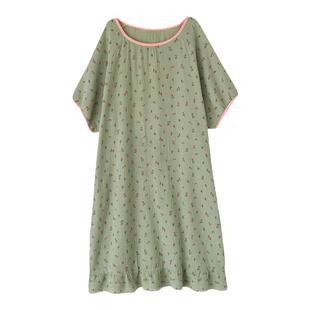 纯棉纱布睡裙女加大码胖mm200斤夏季短袖薄款宽松孕妇睡衣家居服