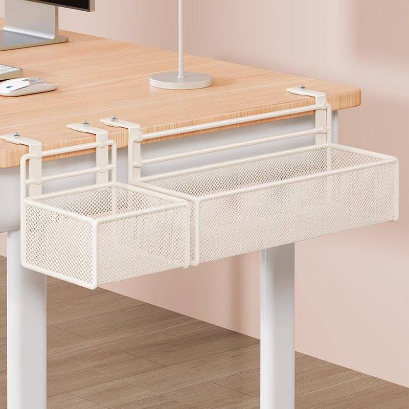 桌下收纳盒书桌旁悬挂式挂篮桌边免打孔筐子办公桌置物架工位神器