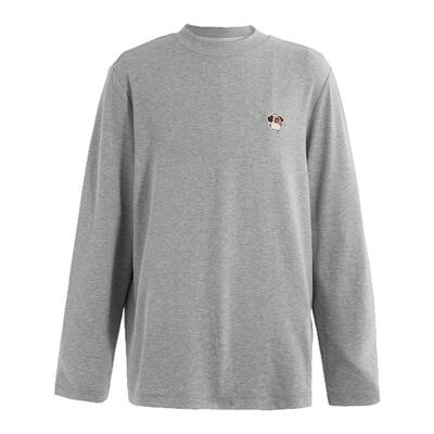 海上公路好吃狗绣花长袖T恤男士秋季莫代尔棉感舒适简约休闲打底