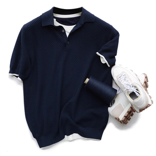 线下3700!高端80S超细纱线精梳棉夏季男士针织短袖翻领T恤POLO衫