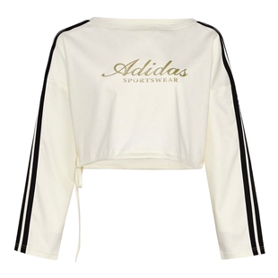 adidas阿迪达斯三条纹舞动系列露肩短款DANCE春女长袖T恤 KX8971