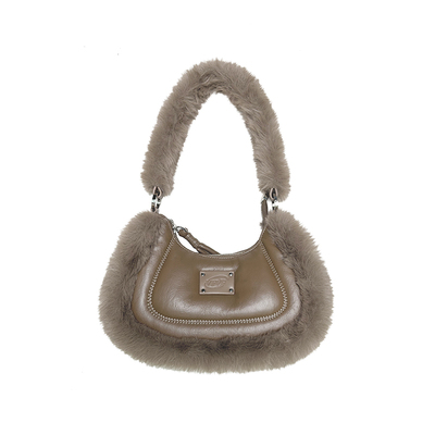 VFVF原创冬季毛绒月牙包