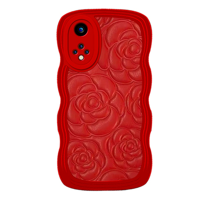 高级感红色玫瑰压印纹适用华为nova9/10/11手机壳2024本命年12Pro新款5t/5z畅享50plus秋冬mate30女款play6T