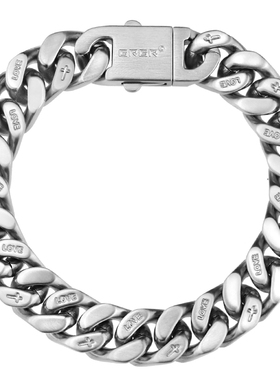 GRGR磨砂拉丝古巴链手链嘻哈