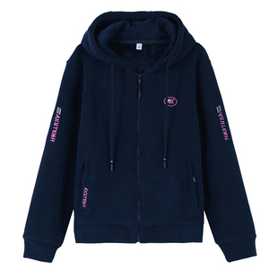 双面加绒开衫女式抓绒衣2025秋冬新款洋气保暖卫衣妈妈连帽厚外套