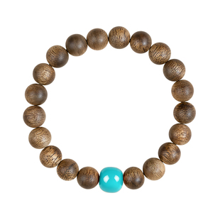 绿松沉香手串五行补木火属性手链喜用天然檀香木质调和气场串珠