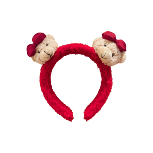 可爱新年红色发箍女2026新款小熊洗脸头箍羊羔毛敷面膜压发发卡子