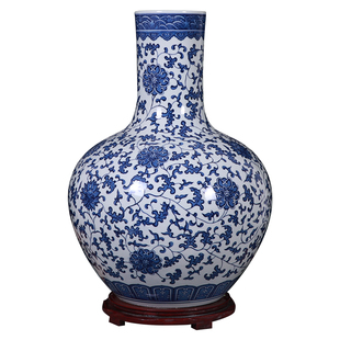 景德镇陶瓷手绘青花瓷花瓶摆件客厅家居装饰品电视柜玄关中式瓷瓶