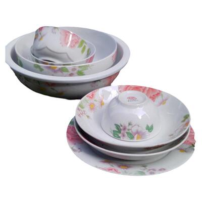 财开四方`粗瓷牡丹花碗盘