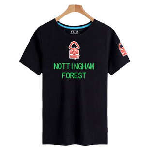 诺丁汉森林足球迷服队服短袖T恤衫男女休闲运动球衣服纯棉半截袖