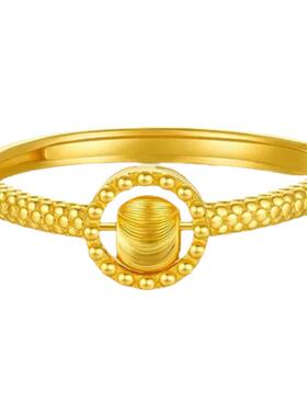 18k金时来运转戒指女转运珠