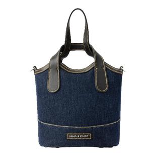 NINA ENYA/妮娜恩雅牛仔吊篮包中号斜挎包菜篮子小个子真皮水桶包
