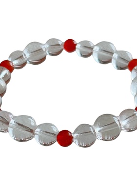 OkFineyard【绛皓】天然AA级白水晶手串女小众红玛瑙串珠显白手链