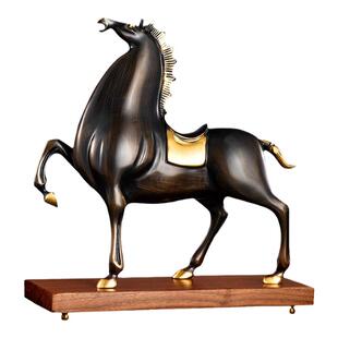 全铜招财唐马摆件高档开业礼品轻奢客厅书房桌面办公室装饰工艺品